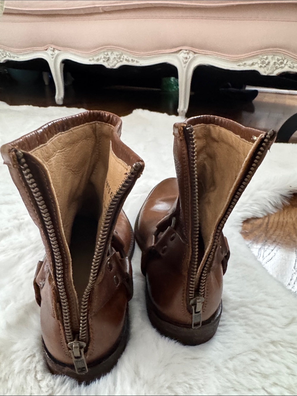 Frye Brown Leather Harness Ankle Boots - Picture 9 of 11